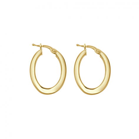 Pendientes Aro Tubo Oval Oro Amarillo