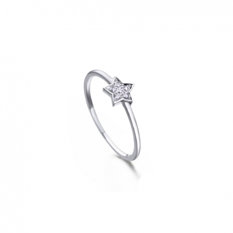 Anillo Lecarré Oro Blanco Estrella con Diamantes GA001OB
