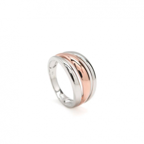 Anillo Plata Bicolor Rosé Tres Bandas 16977-R